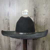 Vintage Texas Star 3x Felt Western Hat, Leather Band, Feather *gc, faded?, v.dusty, unglued band end
