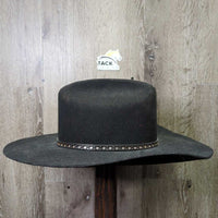 Vintage Texas Star 3x Felt Western Hat, Leather Band, Feather *gc, faded?, v.dusty, unglued band end
