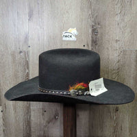 Vintage Texas Star 3x Felt Western Hat, Leather Band, Feather *gc, faded?, v.dusty, unglued band end
