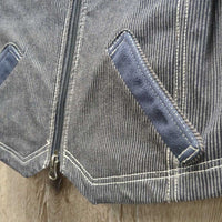 Zip Up Denim Vest, Zipper *vgc, seam puckers, clumpy fleece edges, thread, older
