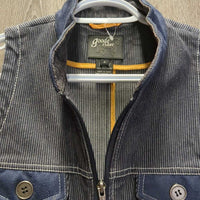 Zip Up Denim Vest, Zipper *vgc, seam puckers, clumpy fleece edges, thread, older
