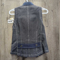 Zip Up Denim Vest, Zipper *vgc, seam puckers, clumpy fleece edges, thread, older
