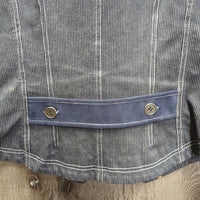 Zip Up Denim Vest, Zipper *vgc, seam puckers, clumpy fleece edges, thread, older
