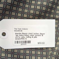 Fleece Lined Jacket, Zipper *gc, hairy lining, collar corners & cuffs: rubs, fading & pills
