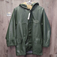 Prof Zip Up Rain Jacket, attach hood, embroidered, fleece lined *xc

