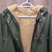 Prof Zip Up Rain Jacket, attach hood, embroidered, fleece lined *xc
