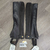 JUNIORS Leather Half Chaps *gc, clean, mnr film, residue, rubs & scraped edges
