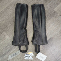 JUNIORS Leather Half Chaps *gc, clean, mnr film, residue, rubs & scraped edges
