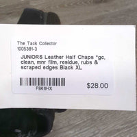 JUNIORS Leather Half Chaps *gc, clean, mnr film, residue, rubs & scraped edges
