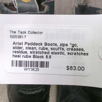 Paddock Boots, zips *gc, older, clean, rubs, scuffs, creases, residue, stretched elastic, scratches, heel rubs
