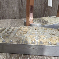 Wide Base Aluminum Stirrup Irons *gc, dirty, clumpy mud, scratches, scrapes, peeling, raised screw
