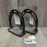 "Jin" Style Wide Base Aluminum Stirrup Irons *gc, dirty, scuffs, scratches, rough/scraped edges
