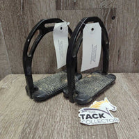 "Jin" Style Wide Base Aluminum Stirrup Irons *gc, dirty, scuffs, scratches, rough/scraped edges
