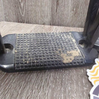 "Jin" Style Wide Base Aluminum Stirrup Irons *gc, dirty, scuffs, scratches, rough/scraped edges
