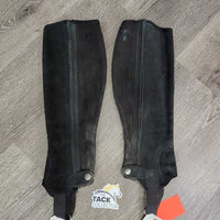 Pr Suede Half Chaps *gc, dirt, rubs, faded, seam rubs, older

