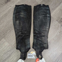 Pr Suede Half Chaps *gc, dirt, rubs, faded, seam rubs, older
