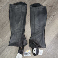 Perforated Leather Half Chaps, Back Zipper, bag *vgc, clean, mnr residue?dirt, faded
