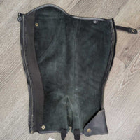 Perforated Leather Half Chaps, Back Zipper, bag *vgc, clean, mnr residue?dirt, faded
