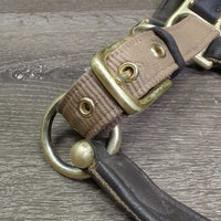 Nylon & Padded Leather Halter, snap, adj *vgc, dirt?stains, residue, mnr scrapes & edge rubs, scratches
