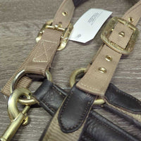 Nylon & Padded Leather Halter, snap, adj *vgc, dirt?stains, residue, mnr scrapes & edge rubs, scratches
