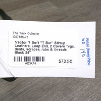 Soft "T Bar" Stirrup Leathers, Loop End, 2 Covers *vgc, dents, scrapes, rubs & threads
