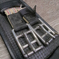 Padded Center Neoprene Short - Dressage Girth, Gel Center, 2x els *gc, stretched & popped elastic, clean, mnr residue, hairy seam, end frays, sharp edge
