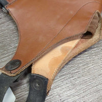 Thick Leather Half Chaps, Back Zips, snap on bottom elastics *vgc, mnr dirt, stains, oxidized & rubs
