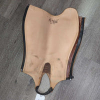 Thick Leather Half Chaps, Back Zips, snap on bottom elastics *vgc, mnr dirt, stains, oxidized & rubs

