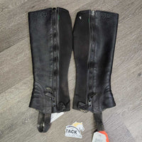 Pr Leather Half Chaps *vgc/gc, clean, cut els, rubbed, cuts in els*, mnr wavy, residue, bute
