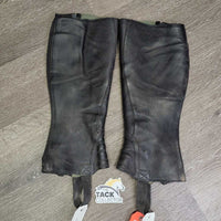 Pr Leather Half Chaps *vgc/gc, clean, cut els, rubbed, cuts in els*, mnr wavy, residue, bute
