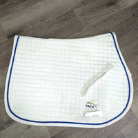 Quilt Jumper Pad, piping, "RE" *vgc, clean, mnr stains, hair, threads, pills, curled edges, dingy
