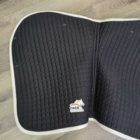 Quilt Jumper Pad, piping, "RE" *vgc, clean, mnr stains, hair, threads, pills, curled edges, dingy
