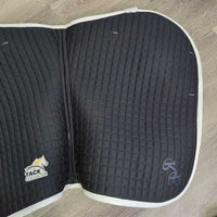 Quilt Jumper Pad, piping, "RE" *vgc, clean, mnr stains, hair, threads, pills, curled edges, dingy

