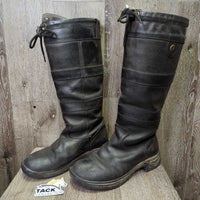 Tall Country Boots, Top Lace *gc, clean & dirty, scuffs, residue, scuffs, scrapes, LOOSE toes
