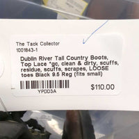 Tall Country Boots, Top Lace *gc, clean & dirty, scuffs, residue, scuffs, scrapes, LOOSE toes
