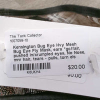 Hvy Mesh Bug Eye Fly Mask, ears *gc/fair, pushed in/crumpled eyes, No Nose, mnr hair, tears - pulls, torn els
