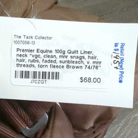 100g Quilt Liner, neck *vgc, clean, mnr snags, hair, hair, rubs, faded, sunbleach, v. mnr threads, torn fleece
