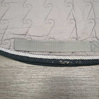 Quilt Jumper Saddle Pad, Piping "Equi Products" *gc/fair, clean, v.puckered, shrunk? cut tabs, older, holes

