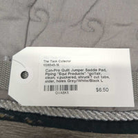 Quilt Jumper Saddle Pad, Piping "Equi Products" *gc/fair, clean, v.puckered, shrunk? cut tabs, older, holes
