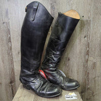 Field Boots, zips, Red Forms *gc, film, rubs, creases, clean, older, folded heels, rubs, scuffs, repaired zips
