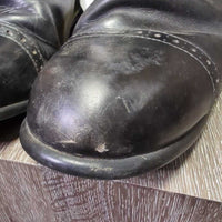 Field Boots, zips, Red Forms *gc, film, rubs, creases, clean, older, folded heels, rubs, scuffs, repaired zips
