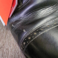 Field Boots, zips, Red Forms *gc, film, rubs, creases, clean, older, folded heels, rubs, scuffs, repaired zips

