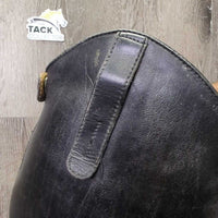 Field Boots, zips, Red Forms *gc, film, rubs, creases, clean, older, folded heels, rubs, scuffs, repaired zips
