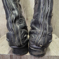 Field Boots, zips, Red Forms *gc, film, rubs, creases, clean, older, folded heels, rubs, scuffs, repaired zips
