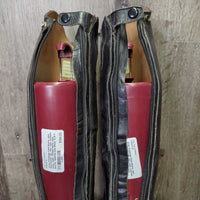 Field Boots, zips, Red Forms *gc, film, rubs, creases, clean, older, folded heels, rubs, scuffs, repaired zips
