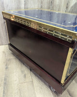 Wood & Vinyl Tack Trunk, cover, 2 trays, metal trim "Gail Greenough" *vgc, clean, mnr scuffs & scratches
