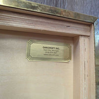 Wood & Vinyl Tack Trunk, cover, 2 trays, metal trim "Gail Greenough" *vgc, clean, mnr scuffs & scratches
