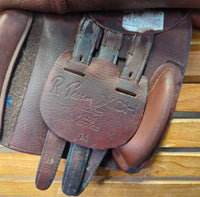 14" Adj *Med/Purple Gullet In *Measures 5.75" M/W R.Pessoa Pony XCH Close Contact, 2 Billet Guards, 2 Front & 2 Back Velcro Blocks, Tan Pessoa Cover, Foam Panels, Flaps: 10.5"L x 10"W Serial # 490009 SF 14
