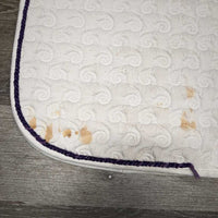 Thick Quilt Jumper Saddle Pad, piping *gc/fair, older, stains, v.rubbed & pilly, dingy, rubs, frayed piping
