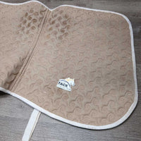 Thick Quilt Jumper Saddle Pad, piping *gc/fair, older, stains, v.rubbed & pilly, dingy, rubs, frayed piping
